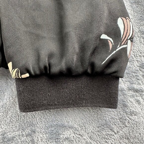 WHO WHAT WEAR Floral Jacket Women’s 3X Black Fall Zipper w/ Pockets Cinch Waist - Picture 8 of 16